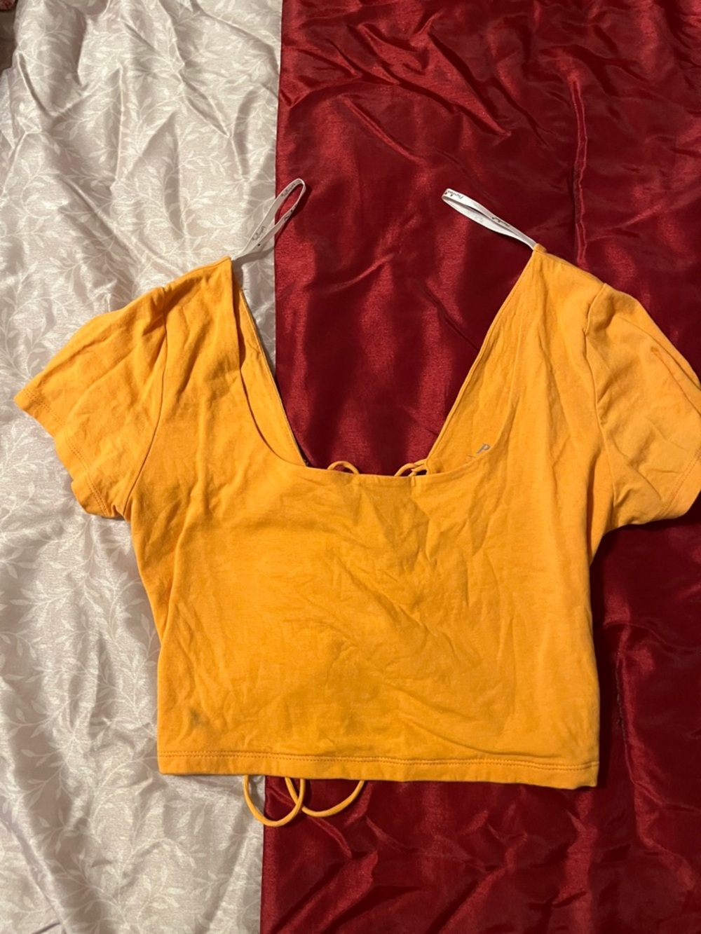 Yellow Women's Scoop Neck Crop Top